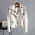 Floral Embroidery Soft Leather Jacket