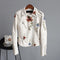 Floral Embroidery Soft Leather Jacket