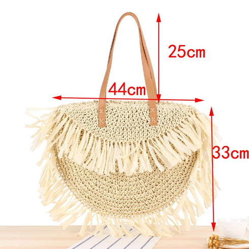 Straw Bag with Fringe