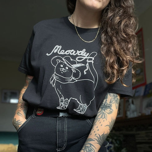 Meowdy Cowboy Cat Graphic T-Shirt