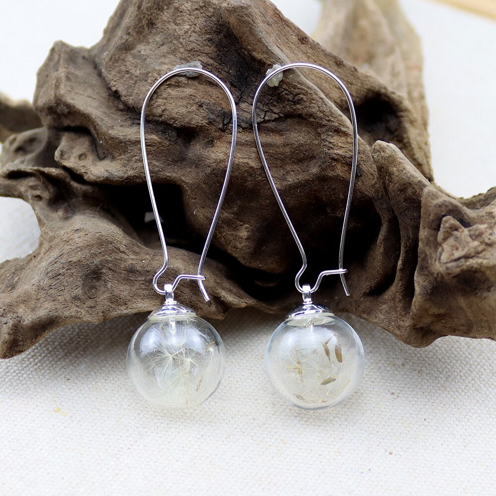 Dandelion Glass Ball Earrings City Bohemian